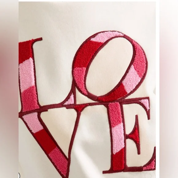 New Francesca’s Love Long Sleeve Embroidered Sweatshirt - Picture 5 of 6